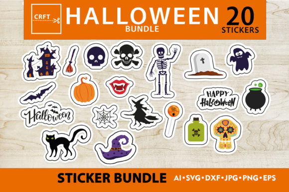 Bundle 20 Halloween Craft Stickers: Graphics for Crafts