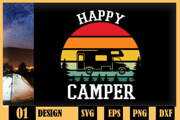 Happy Camper Lake Life Campfire Camping Graphics for Crafts