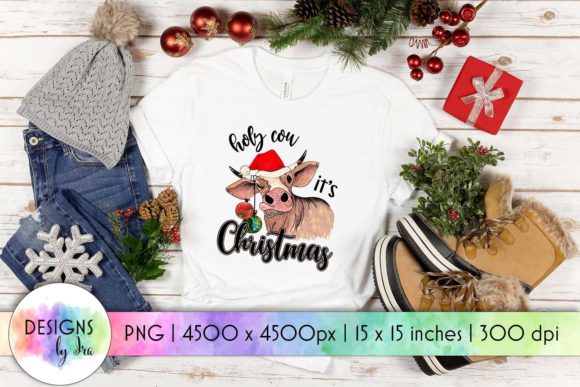 Holy Cow It s Christmas Sublimation PNG for Graphics and Crafts