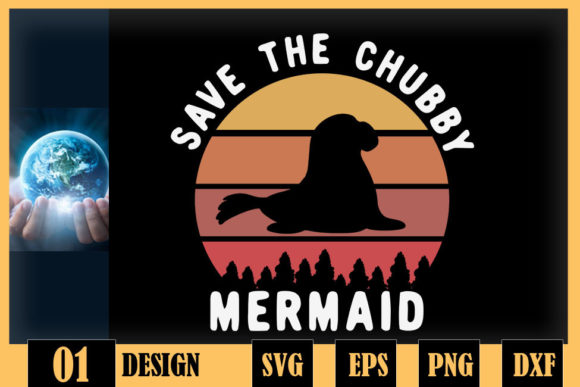 Save the Chubby Mermaid Cute Manatee Graphics for Crafts