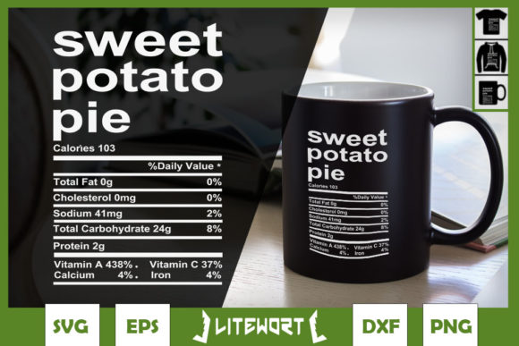 Sweet Potato Pie Nutrition Graphics for Crafts & Branding